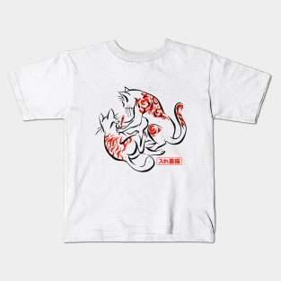 Japanese Tattoo Cats Kids T-Shirt